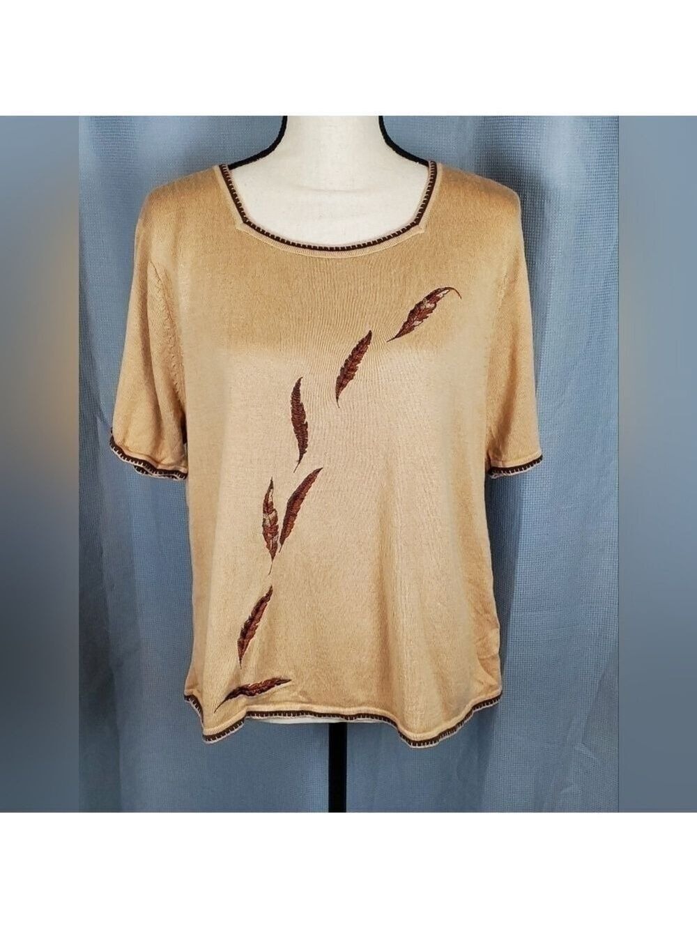 Teddi short sleeve top, brown, size XL